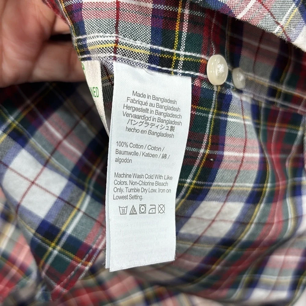 🍋 J.Crew broken in, plaid cotton Oxford, slim organic: